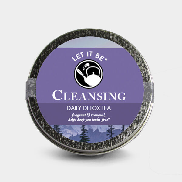 Customizable Healthy Specialty Tea Blend Let It Be Cleansing Daily Detox Tea in an Easy-Open Silver Mini Tin with Pyramid Tea Sachets