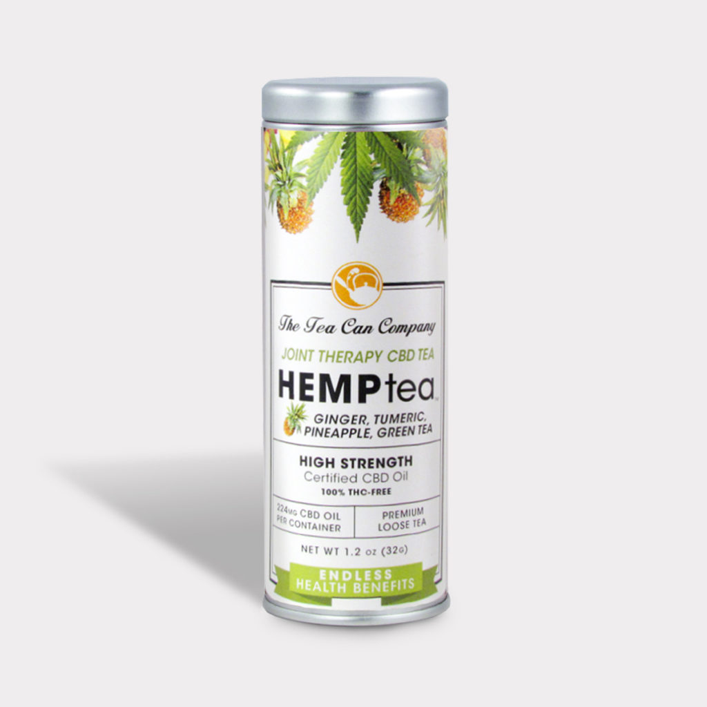 Healthy The Tea Can Company Hemp Tea High Strength CBD Ginger, Tumeric, Pineapple Loose Green Tea